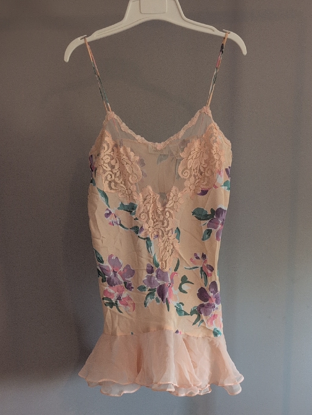 Victoria's Secret Vintage Gold Label Pink Lace Floral Nighty Slip Dress
